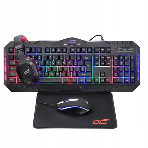 KLAWIATURA MYSZKA PODKŁADKA MIKROFON SŁUCHAWKI ZESTAW GAMINGOWY 4W1 PREZENT na Arena.pl
