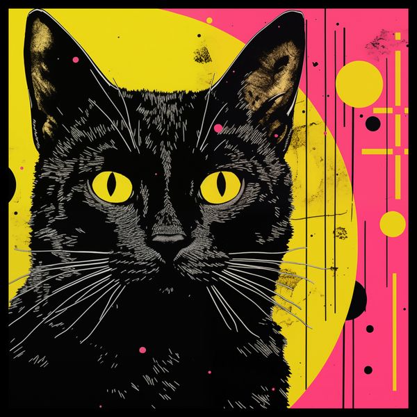 Plakat 70x70cm Neonowy Kocur zdjęcie 2