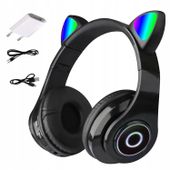 BEZPRZEWODOWE SŁUCHAWKI USZY KOTA KOCIE LED RGB