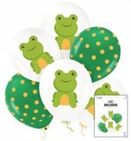 ZESTAW BALONÓW Z NADRUKIEM ZABKA ZABY DEKORACJA URODZINOWA