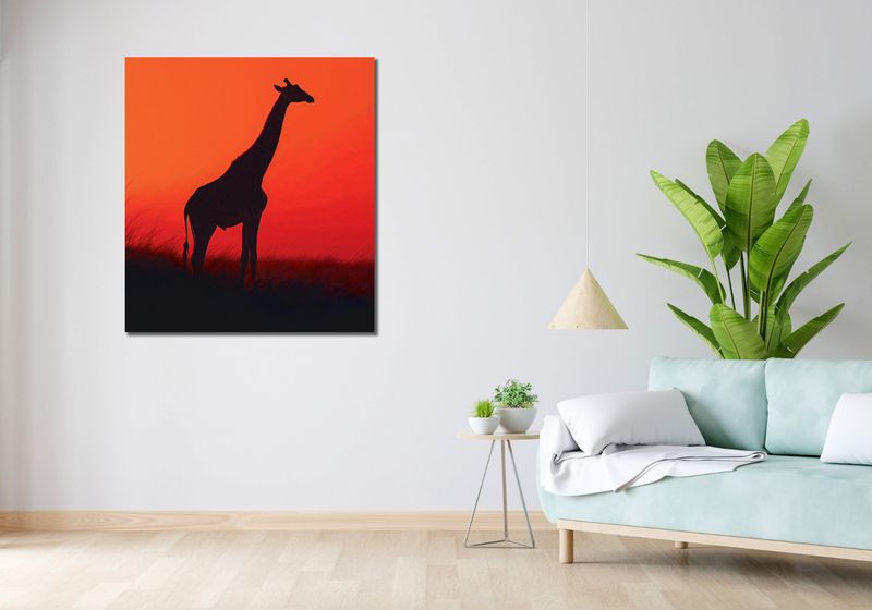 Obraz 90x100cm Żyrafa w Czerni zdjęcie 2