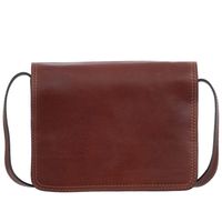 VERA PELLE torebka skórzana listonoszka duża z klapą V554 brązowa