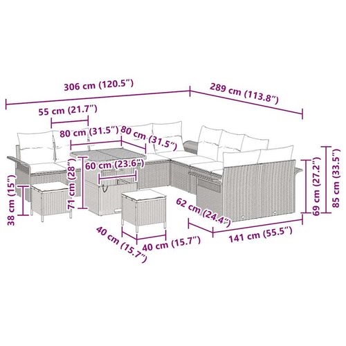 Zestaw Sof na Ogród 13 pcs Czarny polirattan na Arena.pl