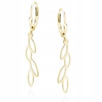 POZŁACANE SREBRNE DŁUGIE WISZĄCE KOLCZYKI AŻUROWE LISTKI LIŚCIE LEAFS