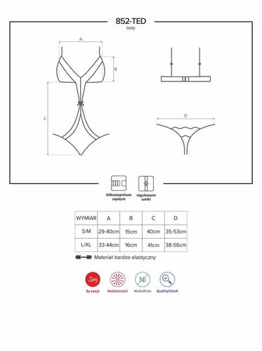 Intrygujące Koronkowe Body - Obsessive 852-TED-1 L/XL na Arena.pl