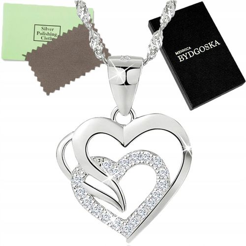 NASZYJNIK SREBRNY SERCE SREBRO 925 SREBRNY ŁAŃCUSZEK DAMSKI Z ZAWIESZKĄ na Arena.pl
