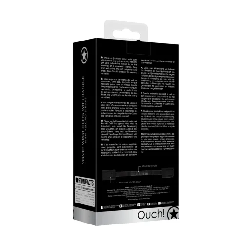 shots ouch! regulowane kajdanki na rzepy z uchwytem, czarne na Arena.pl