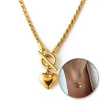 naszyjnik serce stal szlachetna pozłacana 14k złotem, łańcuszek kordel