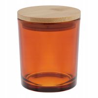 Słoik do świec bursztyn 300 ml z bambusową pokrywką - 72 sztuki