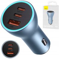 BASEUS ŁADOWARKA SAMOCHODOWA MOCNA SZYBKA 1xUSB 2xUSB-C 65W QC 4.0+ PD AFC