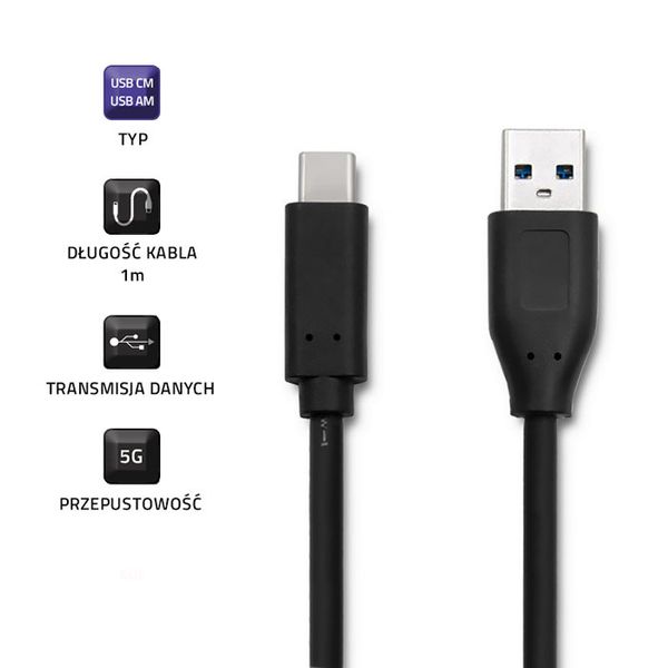 Qoltec Kabel USB 3.1 typ C męski | USB 3.0 A męski | 1.2m zdjęcie 3