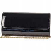 Torebka kopertówka wizytowa wieczorowa czarna lakierowana