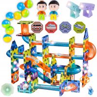 ŚWIECĄCE KONSTRUKCYJNE KLOCKI MAGNETYCZNE dla dzieci TOR na KULKI 3D 292 el