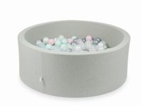 Suchy basen jasnoszary 110x40 z piłeczkami 500 sztuk (przezroczyste, perłowe, srebrne, jasnoróżowe, jasnomiętowe)