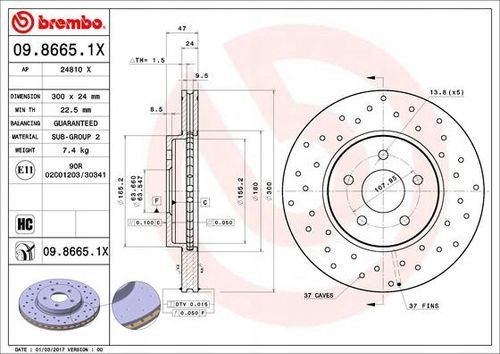 TARCZA HAM PRZOD 300X24 V XTRA BREMBO na Arena.pl