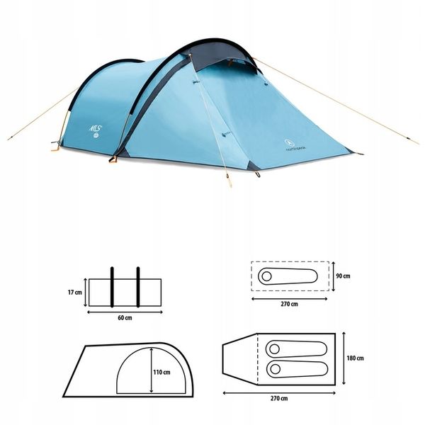 NILS Namiot Turystyczny Kempingowy 2osobowy Wodoodporny + Pokrowiec zdjęcie 10