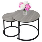 Nowoczesne stoliki kawowe okrągłe zestaw 2w1 ława stół stolik jasny popiel