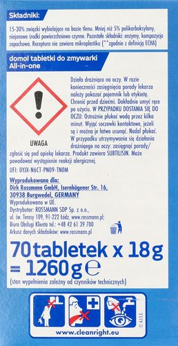 DOMOL TABLETKI DO ZMYWARKI 70 SZT na Arena.pl