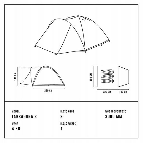 ALPINUS NAMIOT TARRAGONA 3 - 3000mm - 4 kg - KROSNO na Arena.pl