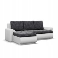 NAROŻNIK FORESTA CIEMNY SZARY BIAŁY KANAPA Rozkładana Funkcja Spania