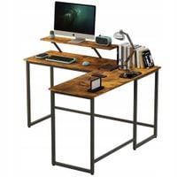 Biurko komputerowe narożne z regałem rustykalny industrialne z półką loft