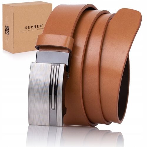 Pasek SKÓRZANY męski Klamra automat RUDY do spodni na Arena.pl