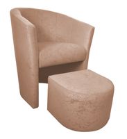 Fotel Club z podnóżkiem Mikrofaza 2 Beż