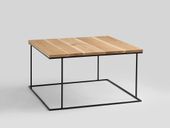 Stół kawowy WALT SOLID WOOD 100x100 - dąb, czarny, loftowy