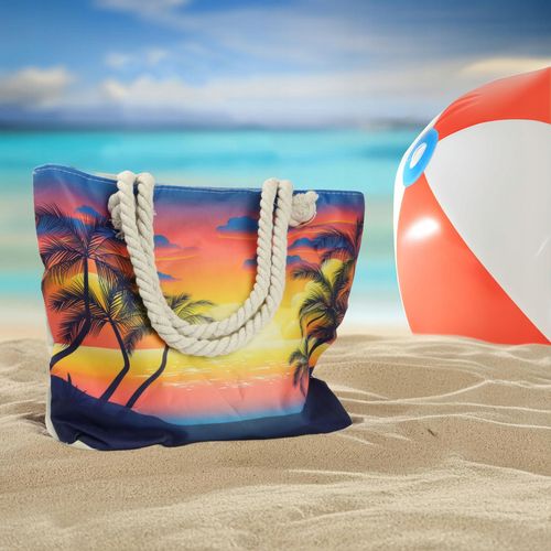 TORBA PLAŻOWA MIEJSKA MATERIAŁOWA Z PODSZEWKĄ SHOPPER NA RAMIĘ Z ZAMKIEM na Arena.pl