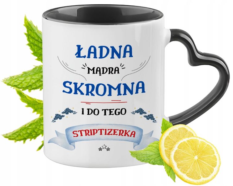 Dla Striptizerki Kubek Czarny Z Uszkiem W Kształcie Serca Na Prezent zdjęcie 1