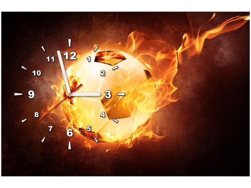 60CM 40CM ZEGAR OBRAZ PIŁKA OGNIU DRUK PŁÓTNO RAMA na Arena.pl