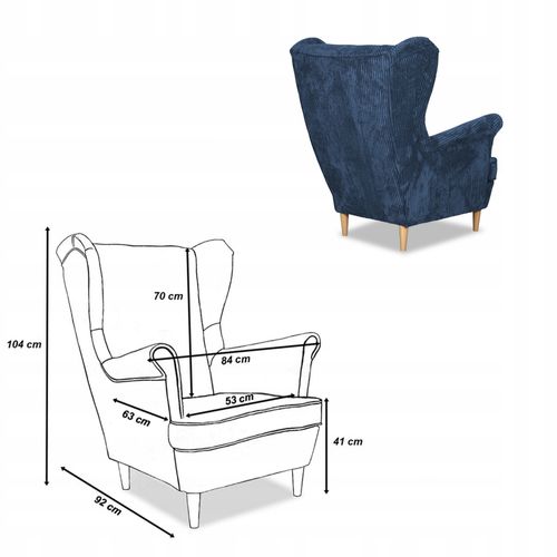 Zestaw wypoczynkowy uszak Bonito sofa fotele pufy Family Meble granatowy na Arena.pl