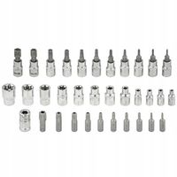 ZESTAW KLUCZY NASADOWYCH 34 EL TORX NASADKI IMBUS ZEWNĘTRZNE E4-E20 T10-T60
