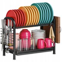 SUSZARKA DO NACZYŃ DWUPOZIOMOWA OCIEKACZ TALERZE SZTUĆCE + UCHWYT NA DESKĘ