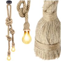 lampa sufitowa wisząca sznur lina jutowa 2 oprawki