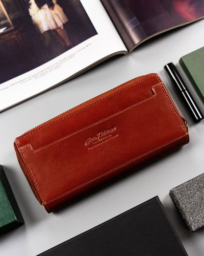 duży, skórzany portfel damski na zamek i zatrzask - peterson na Arena.pl