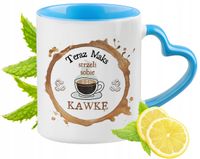 Dla Maksa Kubek Błękitny Z Uszkiem W Kształcie Serca Na Prezent Z Nadrukiem