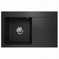 ZLEWOZMYWAK GRANITOWY LAVELLO LUXOR1.0 CZARNY METAL PRAWY