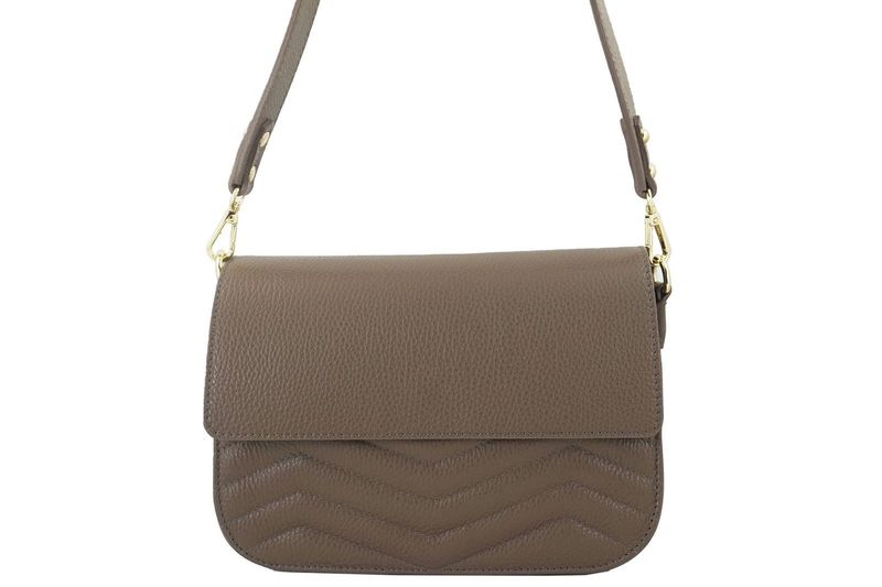 Torebka skórzana crossbody włoska - Szara ciemna zdjęcie 5