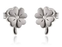 DELIKATNE RODOWANE SREBRNE KOLCZYKI CELEBRYTKI CZTEROLISTNE KONICZYNKI