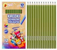 kredki ołówkowe trójkątne shan zielone oliwkowe 12 sztuk