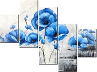 100 75CM OBRAZ 5 ELEM NIEBIESKIE MAKI ŚCIENNY