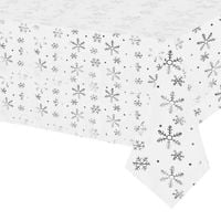 Bieżnik na stół świąteczny 220x140cm obrus świąteczny w śnieżynki biały