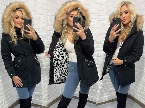 ZIMOWA PANTERA CIEPŁA PARKA KURTKA NA MISIU L na Arena.pl