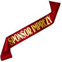Sponsor Imprezy czerwona szarfa ze złotym nadrukiem