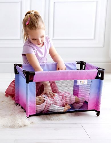 Łóżeczko dla lalek turystyczne kojec + TORBA POŚĆIEL ZESTAW 52 cm Doris na Arena.pl