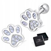 K701 Opalizujące psie łapki kolczyki sztyfty zakręcane srebro 925