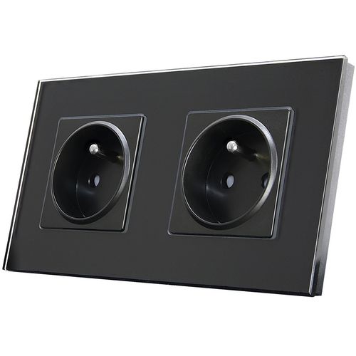 Gniazdo Podwójne Szklane Szkło Zestaw Ramka Podwójna i 2 x Gniazdko MIUUN na Arena.pl