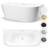 Wanna Pari 150 x 75 cm wolnostojąca przyścienna biała system przelewowy