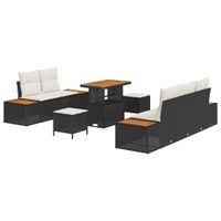 Zestaw Sof na Ogród 8 pcs Czarny i kremowy 90 x 55 x 71 cm